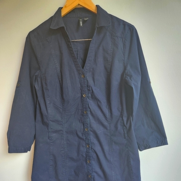 Mango button front dress-blue-size M - Picture 2 of 4